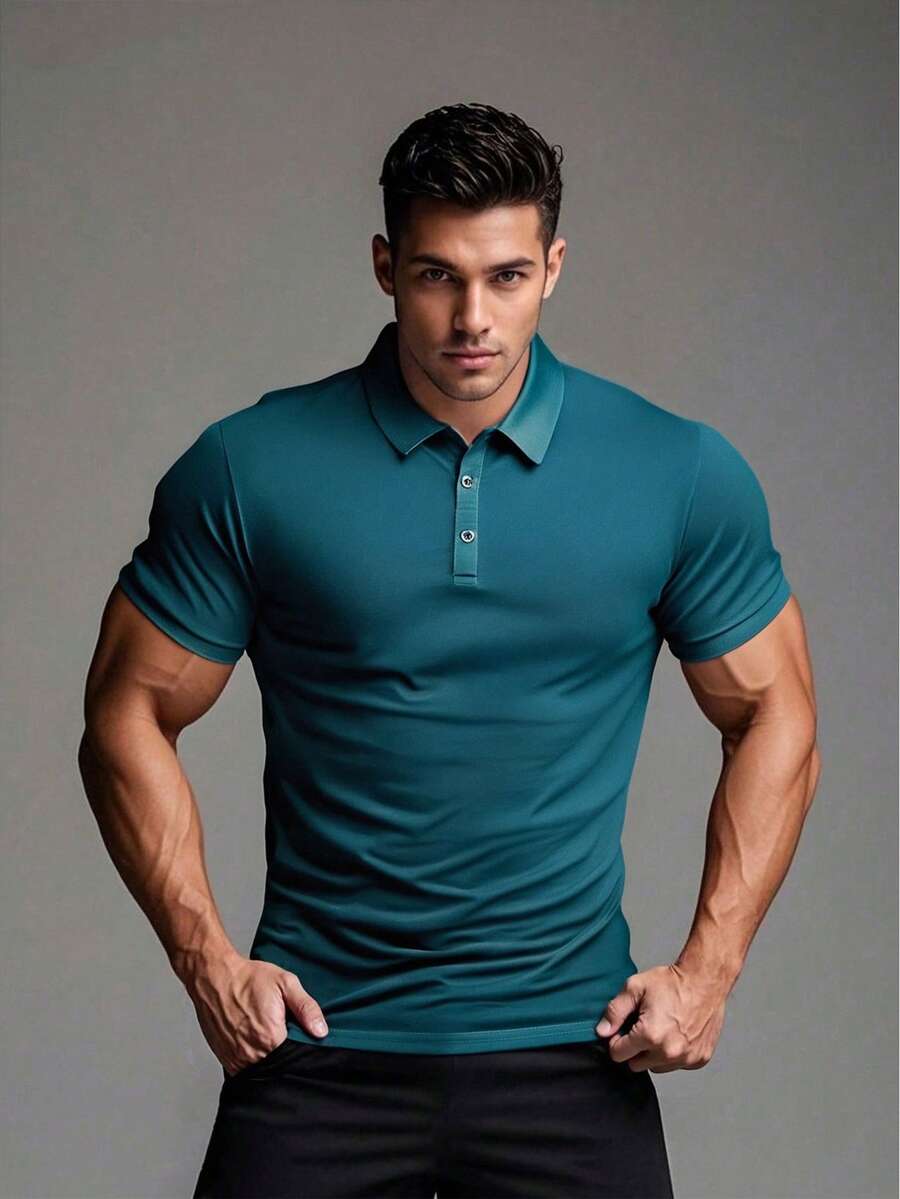 Polo Shirt Pique - Herren Casual Atmungsaktives Einfarbiges Poloshirt, Mode