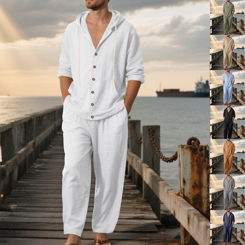 Linen Shirt Breathable - Sommer Herren Amerikanischer Lockerer Leinen-Kapuzenpullover mit