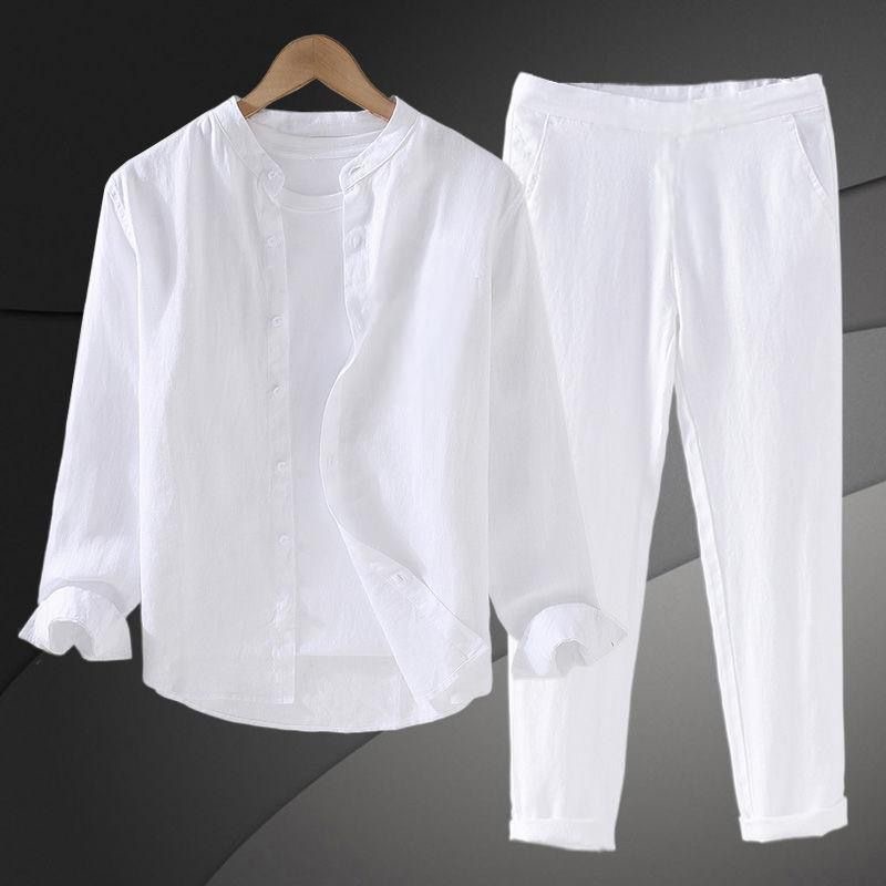 Linen Shirt Breathable - Frühling Herbst Reines Leinen Baumwoll-Leinen Lockeres